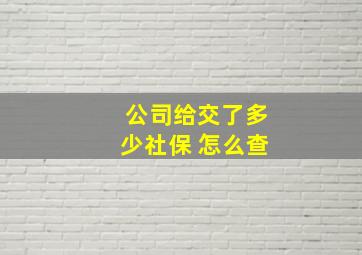 公司给交了多少社保 怎么查